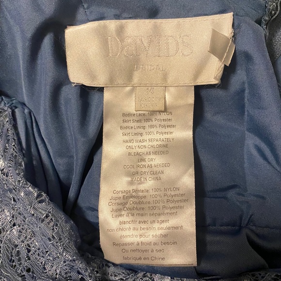 Long Bridesmaid Dress with Lace Bodice in Dusty Blue - Picture 8 of 8